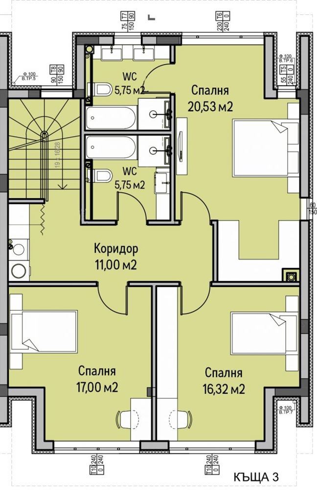 КЪЩА 261 М2 НА ТРИ ЕТАЖА И ДВОР 253 М2 БЛИЗО ДО ЕЗЕРОТО ПАНЧАРЕВО - 0