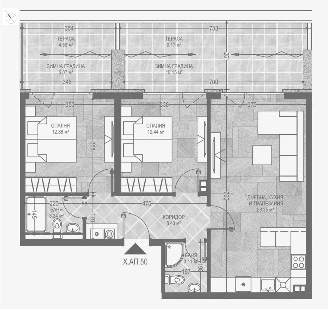 3-СТАЕН АПАРТАМЕНТ 126 М² ДО МОЛ БЪЛГАРИЯ - 0