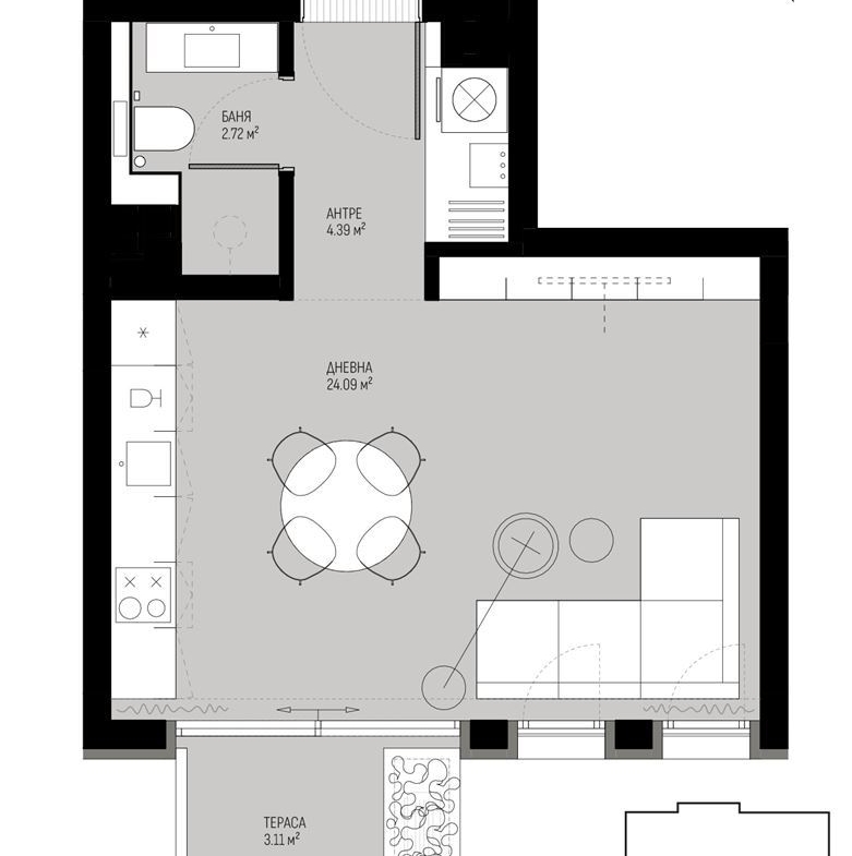 1-СТАЕН АПАРТАМЕНТ 48 М² ДО МЕТРОСТАНЦИЯ МИЗИЯ - 0