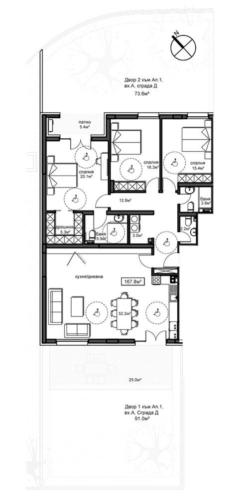 4-СТАЕН апартамент със ЗП 202 М² СЪС СОБСТВЕНА ДВОРНА ТЕРАСА ДО МЕТРОСТАНЦИЯ КРАСНО СЕЛО - 0