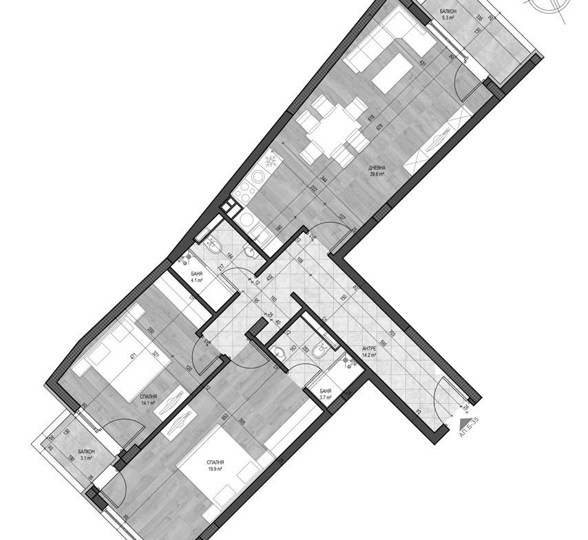 3-СТАЕН АПАРТАМЕНТ СЪС 133 М² ДО БУЛ. ТОДОР КАБЛЕЖКОВ - 0