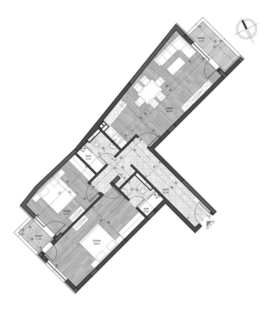 3-СТАЕН АПАРТАМЕНТ СЪС 133 М² ДО БУЛ. ТОДОР КАБЛЕЖКОВ - 0