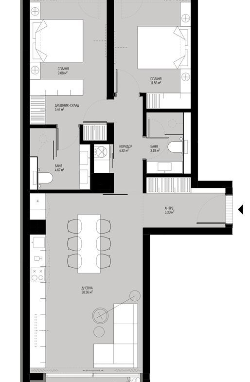 3-СТАЕН АПАРТАМЕНТ 105 М² ДО МЕТРОСТАНЦИЯ МИЗИЯ - 0