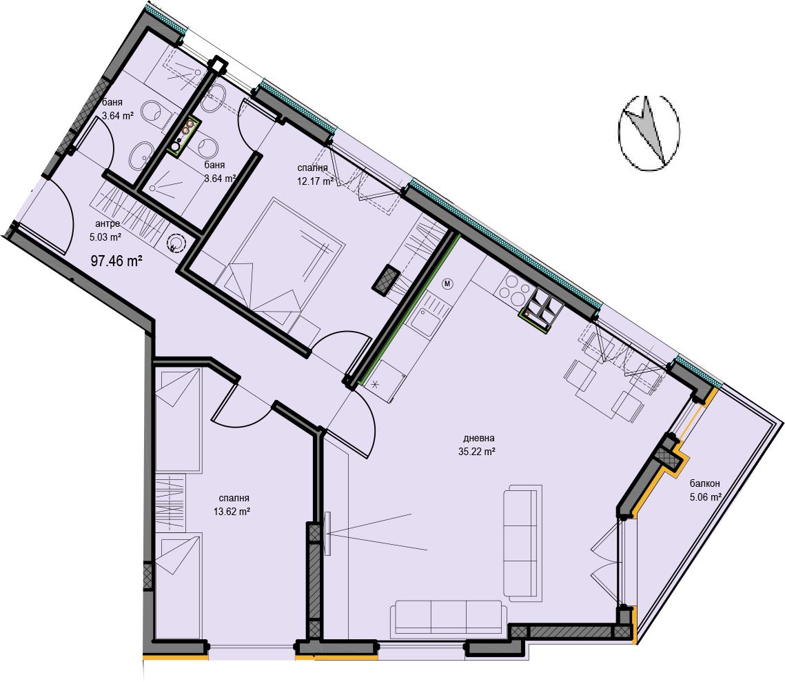 3-СТАЕН АПАРТАМЕНТ 116 М² В Ж.К. ОВЧА КУПЕЛ - 0