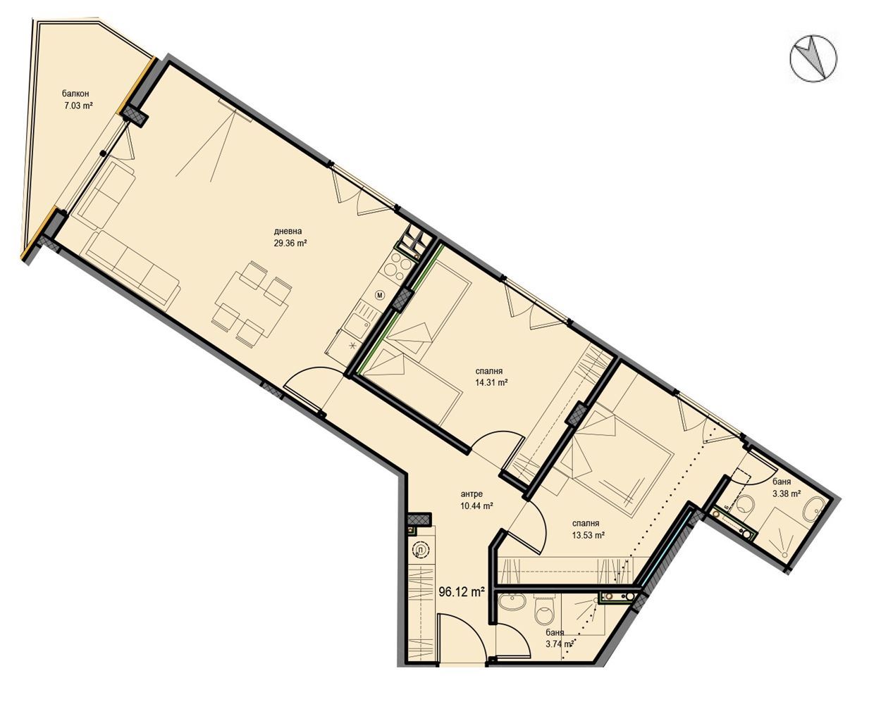 3-СТАЕН АПАРТАМЕНТ 115 М² В Ж.К. ОВЧА КУПЕЛ - 0