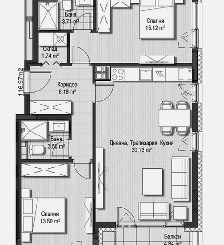 3-СТАЕН АПАРТАМЕНТ 117 М² ДО МЕТРОСТАНЦИЯ ВИТОША - 0