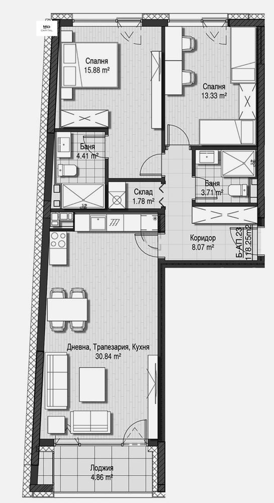 3-СТАЕН АПАРТАМЕНТ 119 М² ДО МЕТРОСТАНЦИЯ ВИТОША - 0