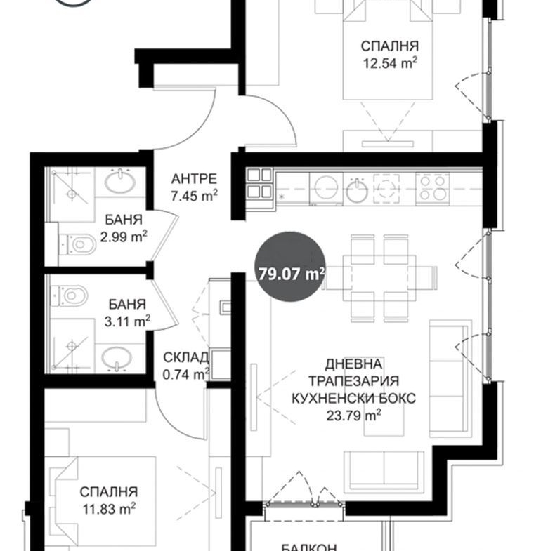 3-СТАЕН АПАРТАМЕНТ 94 М² ДО МЕТРОСТАНЦИЯ МИЗИЯ - 0