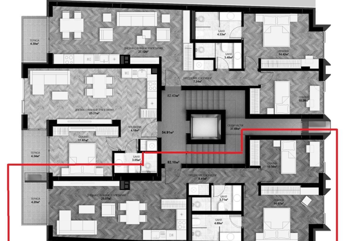 3-СТАЕН АПАРТАМЕНТ 100 М² ДО МЕТРОСТАНЦИЯ ЛЪВОВ МОСТ - 0