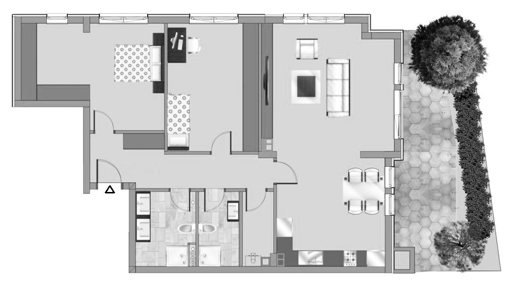 3-СТАЕН АПАРТАМЕНТ 133 М² СЪС СОБСТВЕН ДВОР ДО НБУ - 0