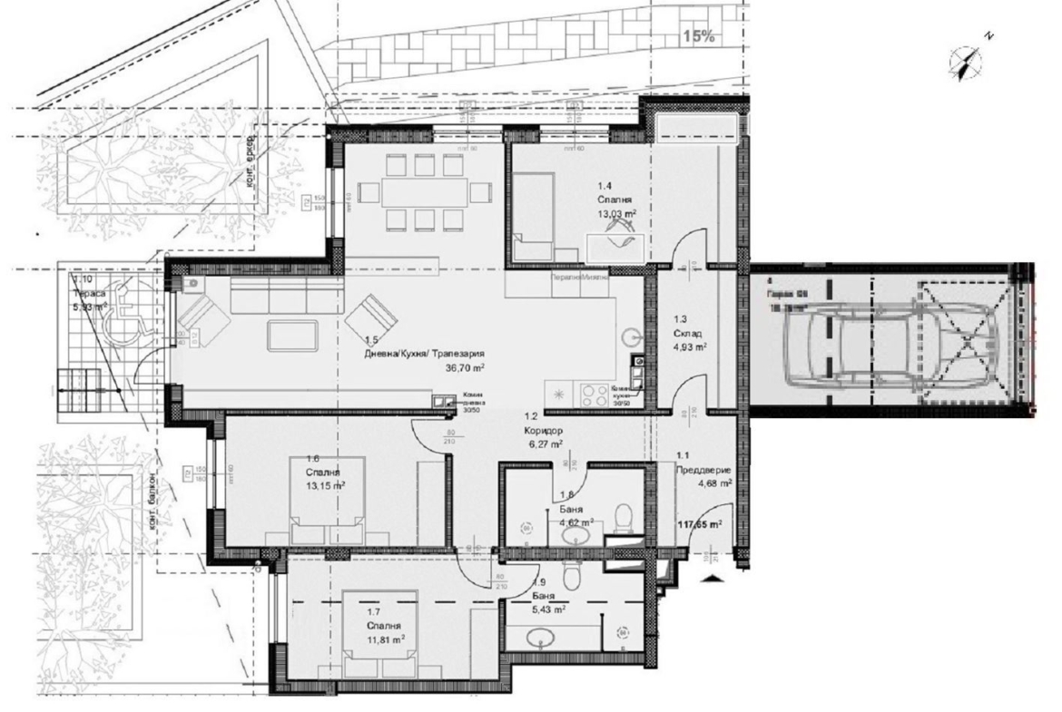 4-СТАЕН АПАРТАМЕНТ 141 М² СЪС СОБСТВЕН ДВОР 140 М² В КВ.ОВЧА КУПЕЛ - 0