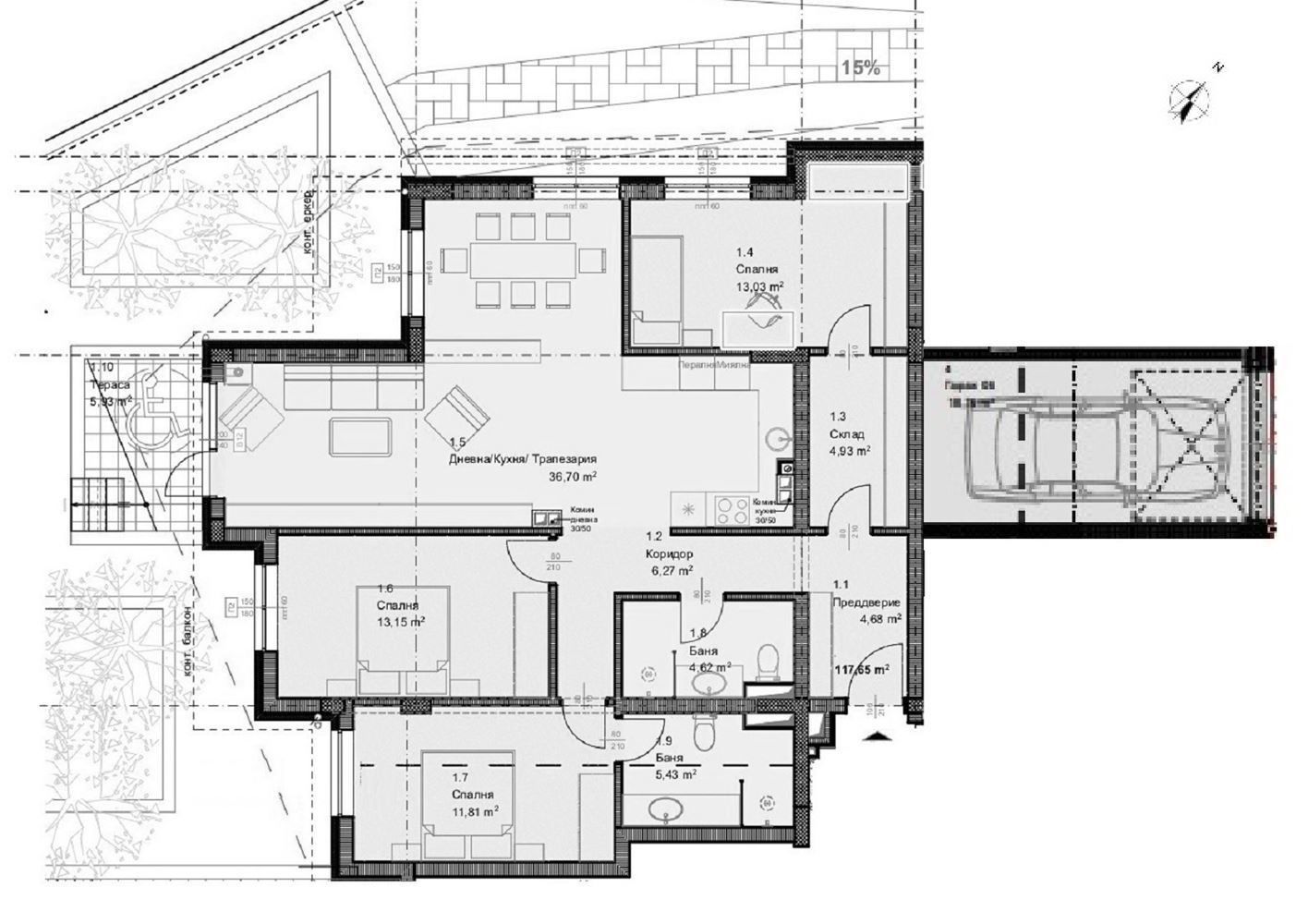 4-СТАЕН АПАРТАМЕНТ 141 М² СЪС СОБСТВЕН ДВОР 140 М² В КВ.ОВЧА КУПЕЛ - 0