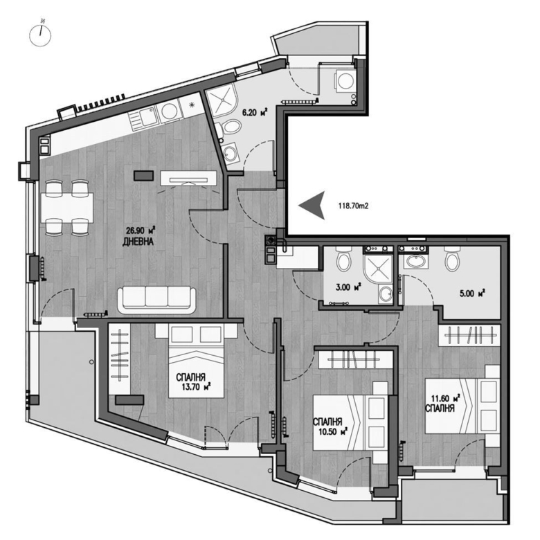 4-СТАЕН АПАРТАМЕНТ 141 М² ДО РЕЗИДЕНЦИЯ БОЯНА - 0
