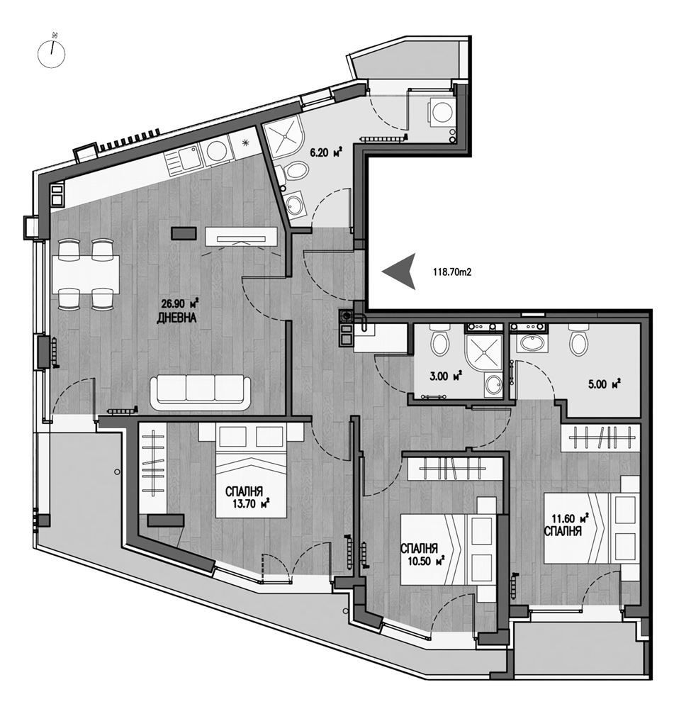 4-СТАЕН АПАРТАМЕНТ 141 М² ДО РЕЗИДЕНЦИЯ БОЯНА - 0