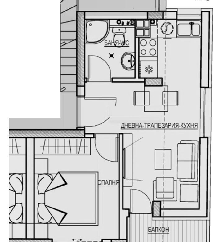 2-СТАЕН АПАРТАМЕНТ 54 М² ДО НДК - 0