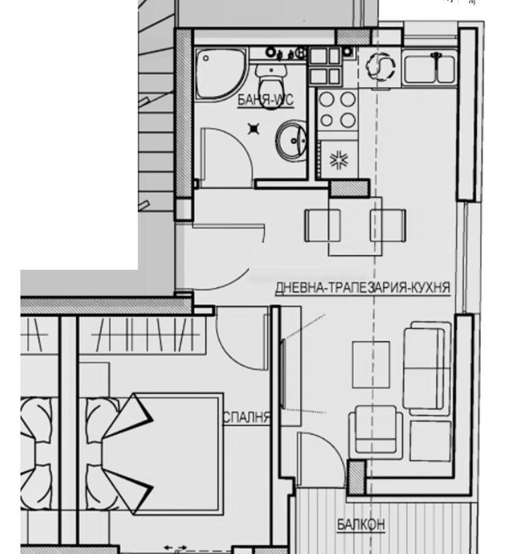 2-СТАЕН АПАРТАМЕНТ 54 М² ДО НДК - 0