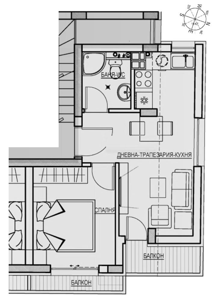 2-СТАЕН АПАРТАМЕНТ 54 М² ДО НДК - 0