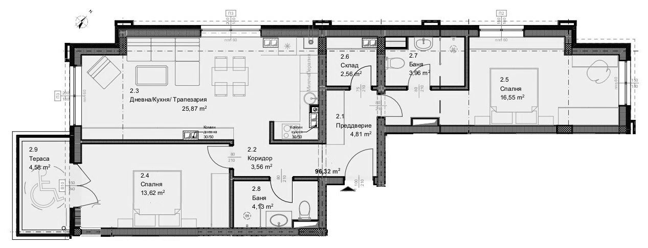3-СТАЕН АПАРТАМЕНТ 115 М² В КВ.ОВЧА КУПЕЛ - 0