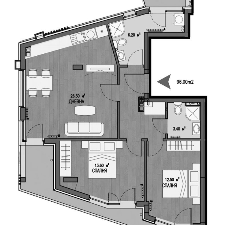 3-СТАЕН АПАРТАМЕНТ 114 М² ДО РЕЗИДЕНЦИЯ БОЯНА - 0