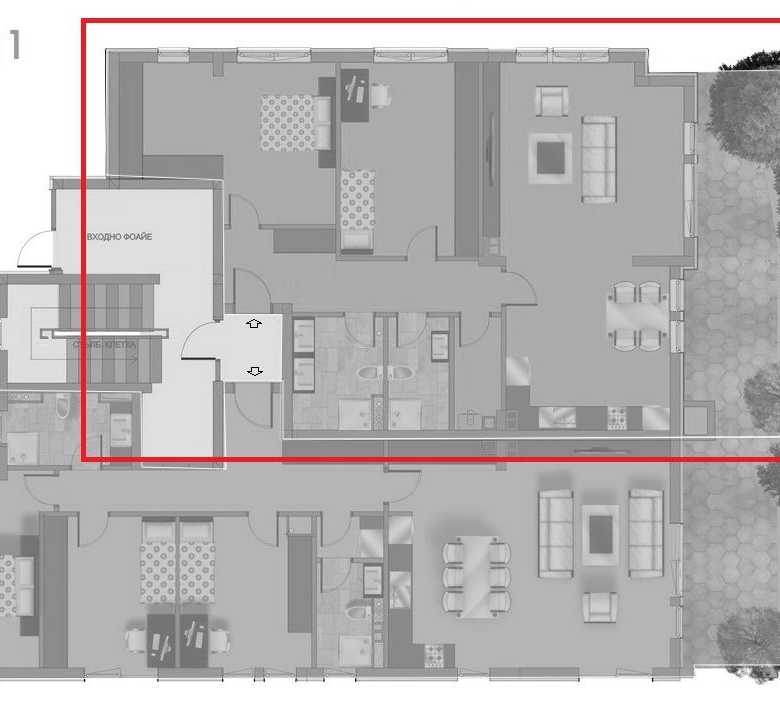 3-СТАЕН АПАРТАМЕНТ 133 М² СЪС СОБСТВЕН ДВОР ДО НБУ - 0