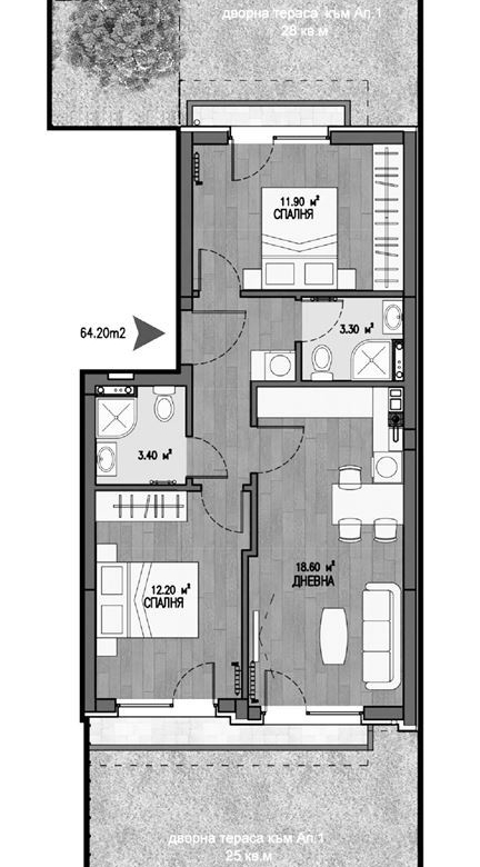 3-СТАЕН АПАРТАМЕНТ 75М² ДО РЕЗИДЕНЦИЯ БОЯНА - 0