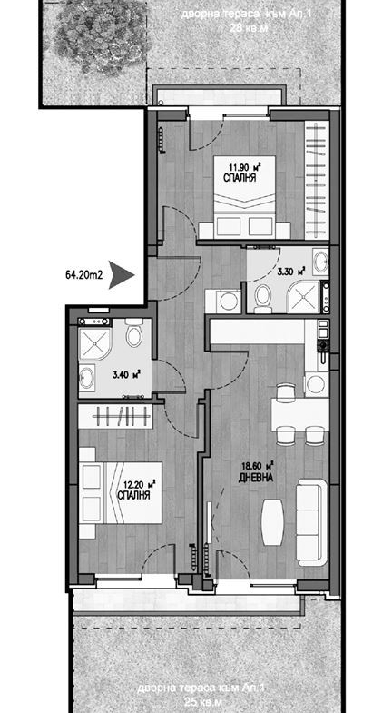 3-СТАЕН АПАРТАМЕНТ 75М² ДО РЕЗИДЕНЦИЯ БОЯНА - 0