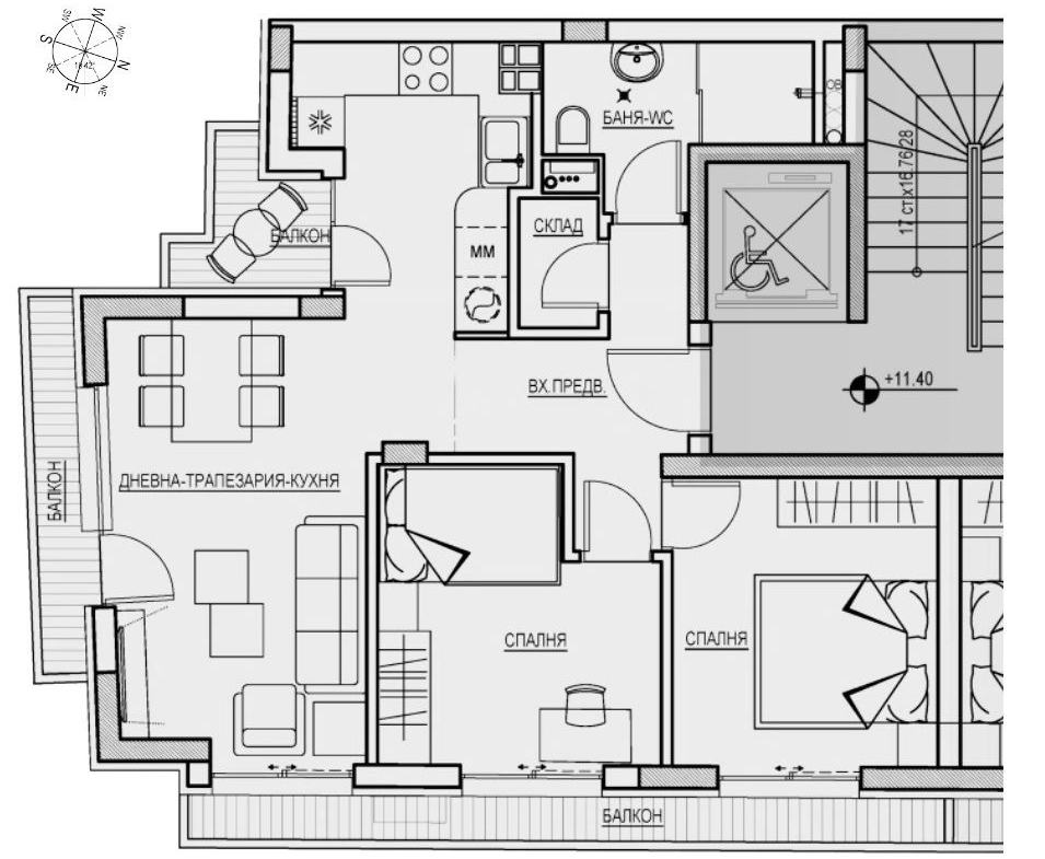3-СТАЕН АПАРТАМЕНТ 100 М² ДО НДК - 0