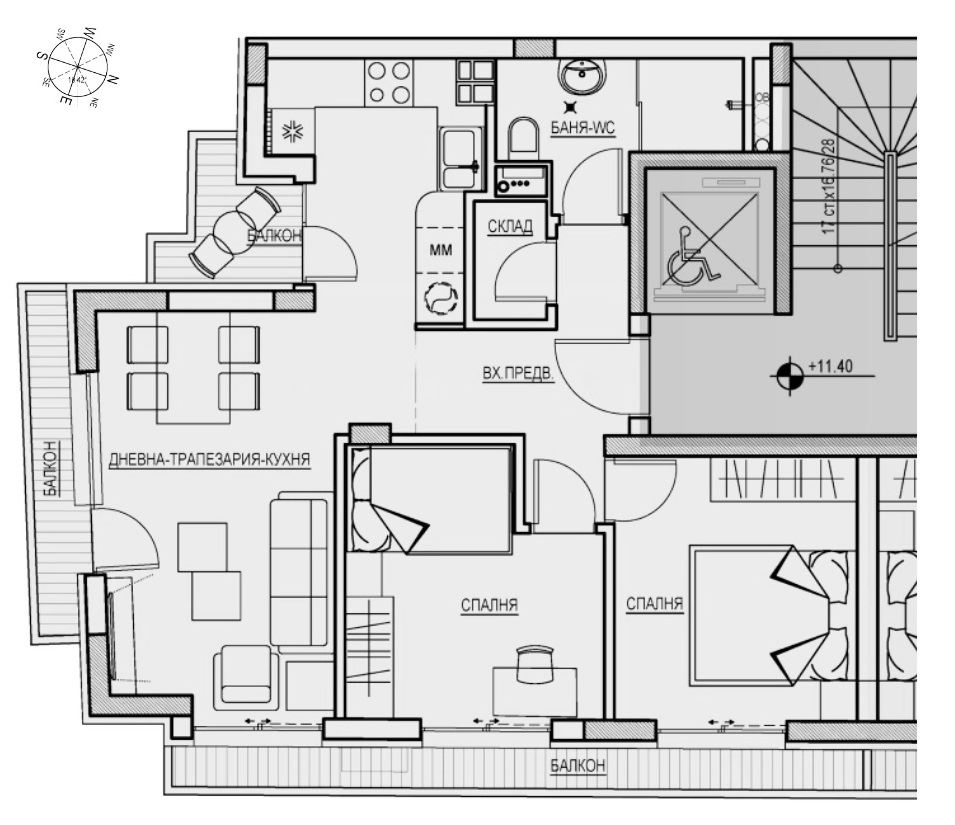 3-СТАЕН АПАРТАМЕНТ 100 М² ДО НДК - 0