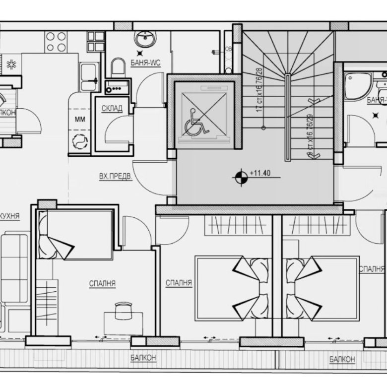 3-СТАЕН АПАРТАМЕНТ 100 М² ДО НДК - 0