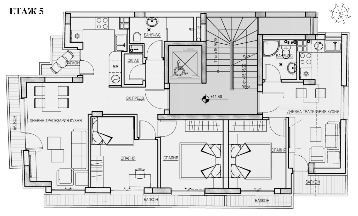 3-СТАЕН АПАРТАМЕНТ 100 М² ДО НДК - 0
