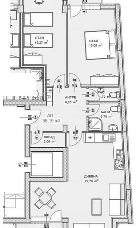 3-СТАЕН АПАРТАМЕНТ 119 М² СЪС ДО МЕТРОСТАНЦИЯ МИЗИЯ - 0