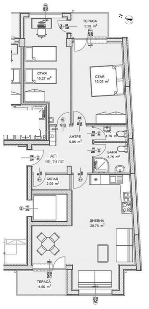 3-СТАЕН АПАРТАМЕНТ 119 М² СЪС ДО МЕТРОСТАНЦИЯ МИЗИЯ - 0