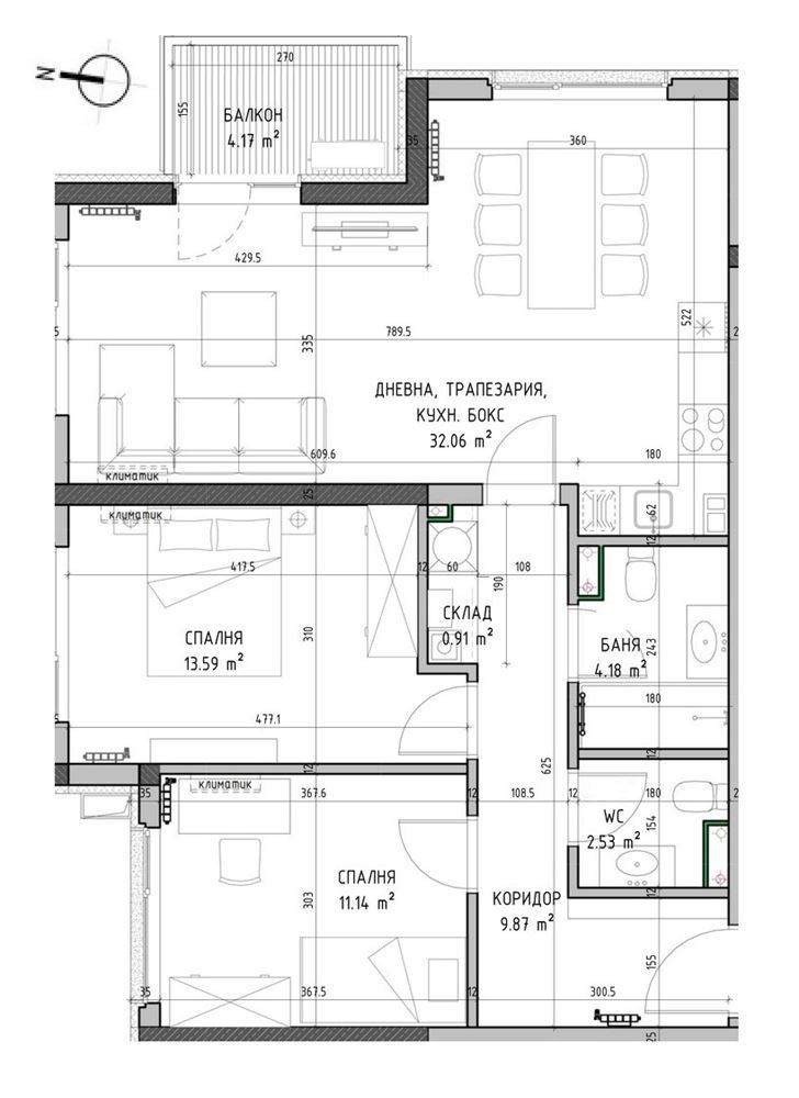 3-СТАЕН АПАРТАМЕНТ 105 М2 ДО МЕТРОСТАНЦИЯ МИЗИЯ - 0