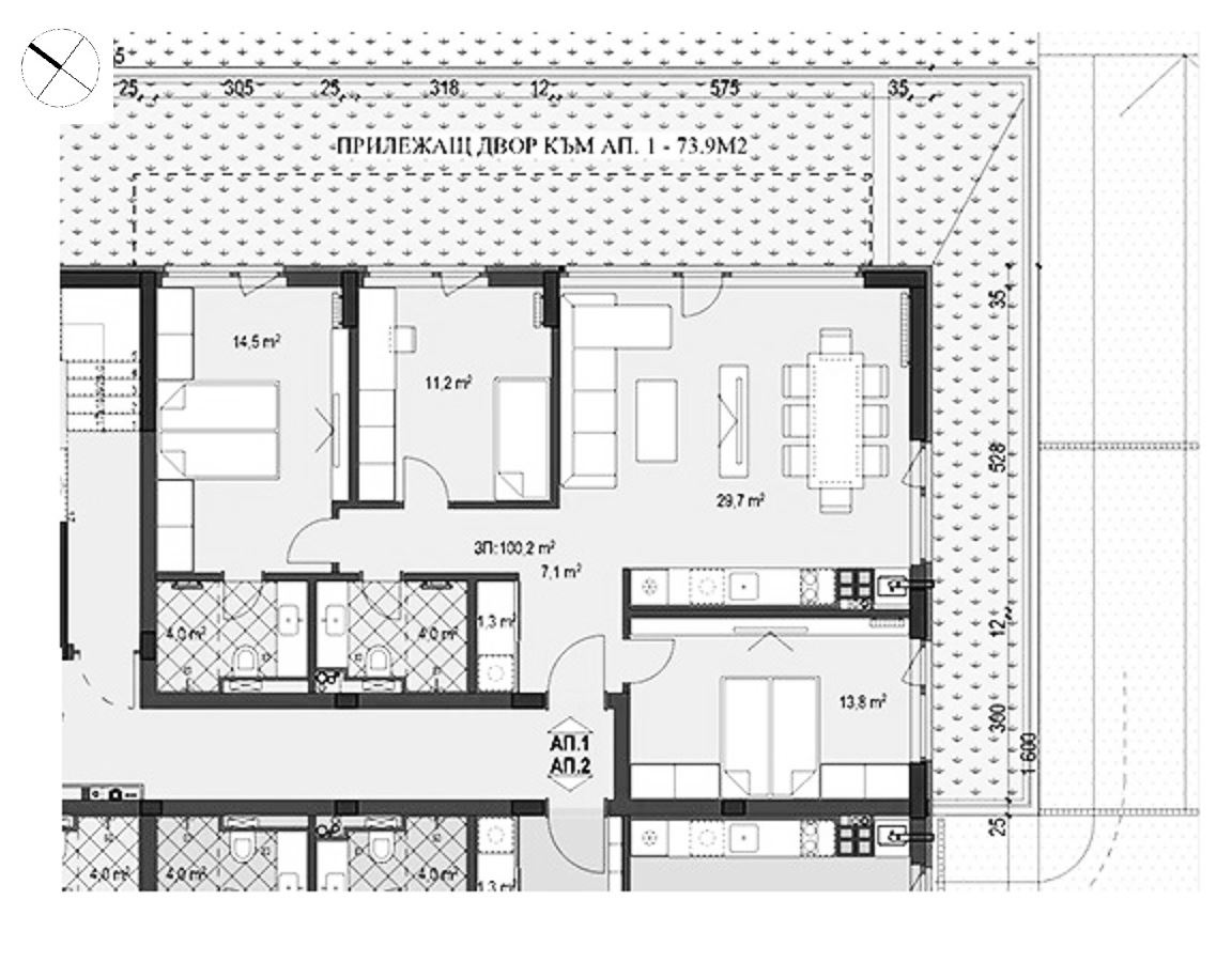 4-СТАЕН АПАРТАМЕНТ 119 М² СОБСТВЕН ДВОР ДО МЕТРОСТАНЦИЯ ОВЧА КУПЕЛ - 0