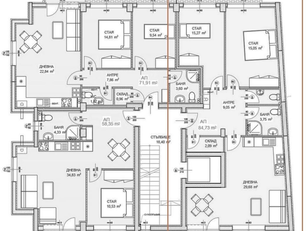 3-СТАЕН АПАРТАМЕНТ 102 М² СЪС ДО МЕТРОСТАНЦИЯ МИЗИЯ - 0