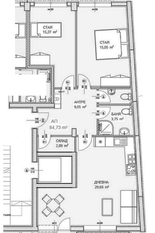3-СТАЕН АПАРТАМЕНТ 102 М² СЪС ДО МЕТРОСТАНЦИЯ МИЗИЯ - 0