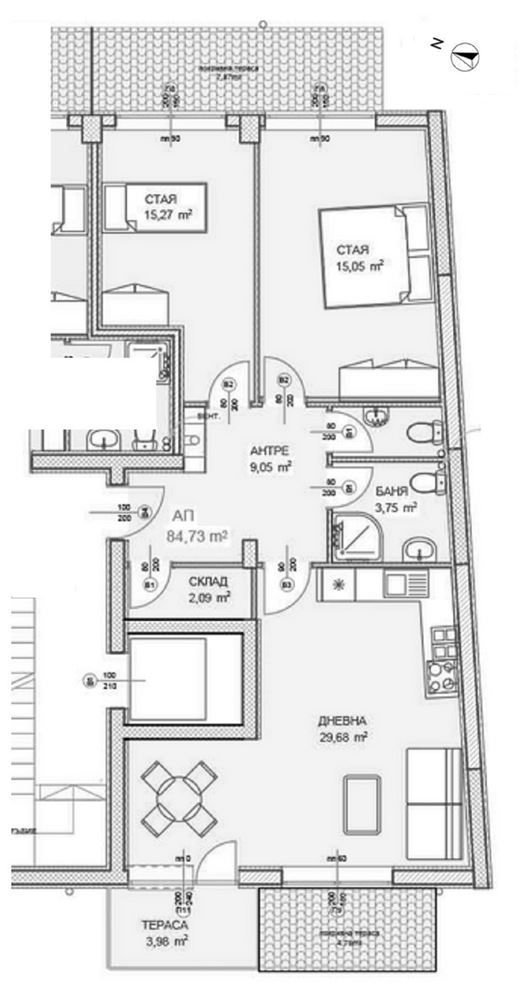 3-СТАЕН АПАРТАМЕНТ 102 М² СЪС ДО МЕТРОСТАНЦИЯ МИЗИЯ - 0