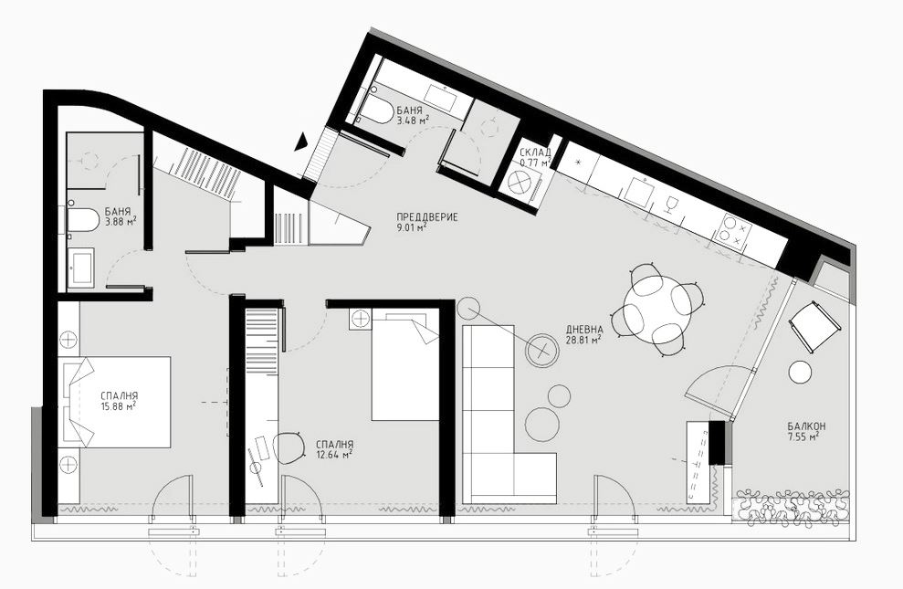 3-СТАЕН АПАРТАМЕНТ 121 М² В ГОРНА БАНЯ - 0