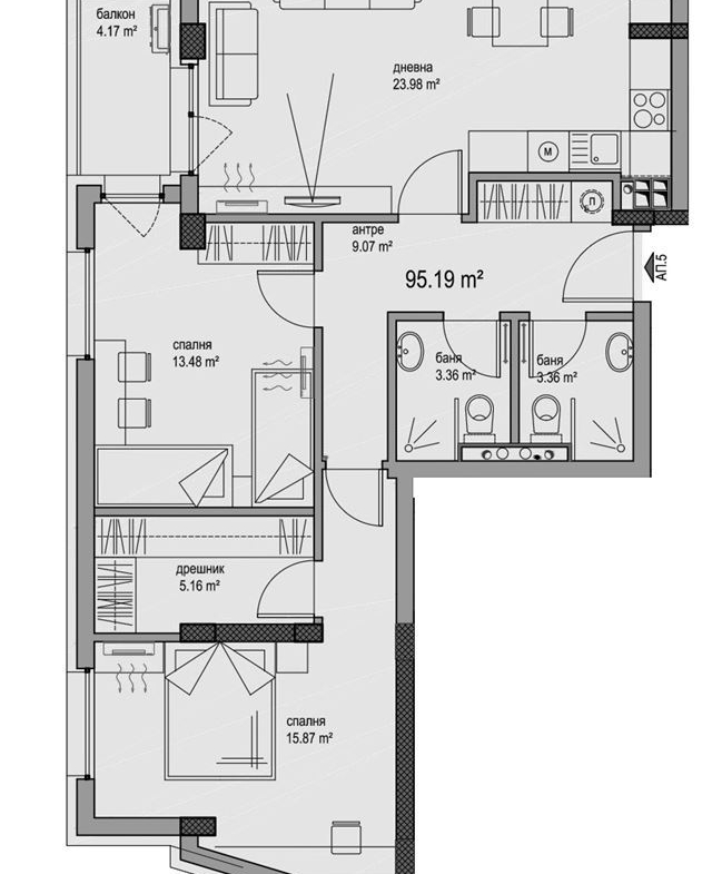 3-СТАЕН АПАРТАМЕНТ 112 М² В Ж.К. ОВЧА КУПЕЛ - 0