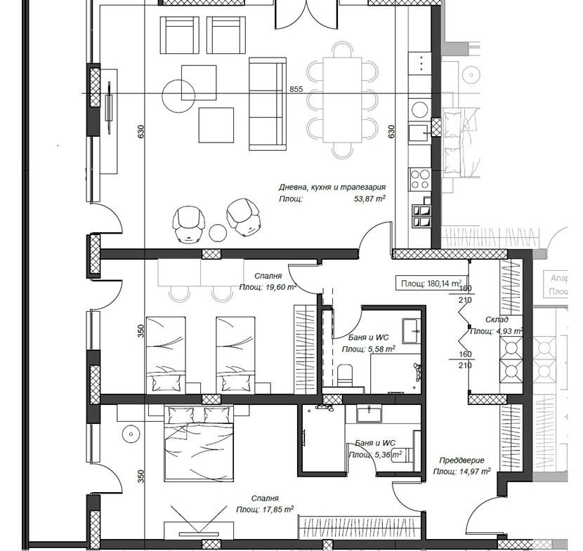 3-СТАЕН АПАРТАМЕНТ 213 М² ДО МЕТРОСТАНЦИЯ КОНСТАНТИН ВЕЛИЧКОВ - 0