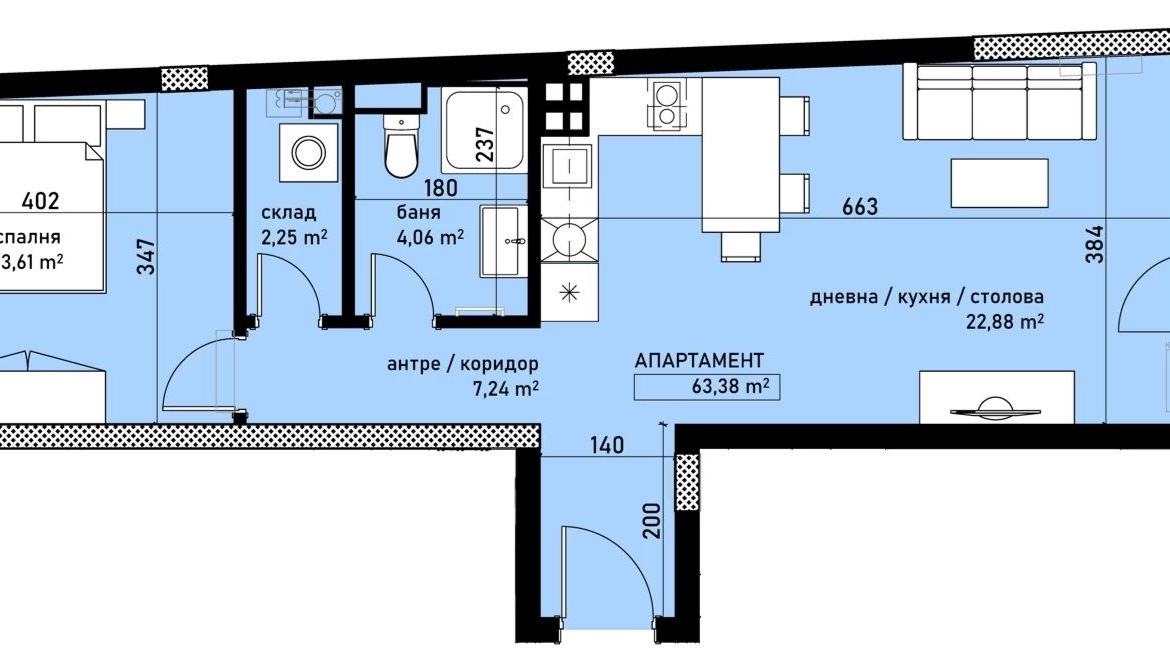 2-СТАЕН АПАРТАМЕНТ 75 М² МЕЖДУ ДО НОВ БЪЛГАРСКИ УНИВЕРСИТЕТ - 0