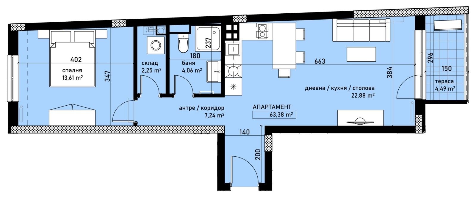 2-СТАЕН АПАРТАМЕНТ 75 М² МЕЖДУ ДО НОВ БЪЛГАРСКИ УНИВЕРСИТЕТ - 0