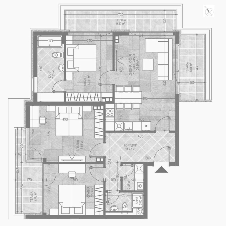 4-СТАЕН АПАРТАМЕНТ 161 М² ДО МОЛ БЪЛГАРИЯ - 0