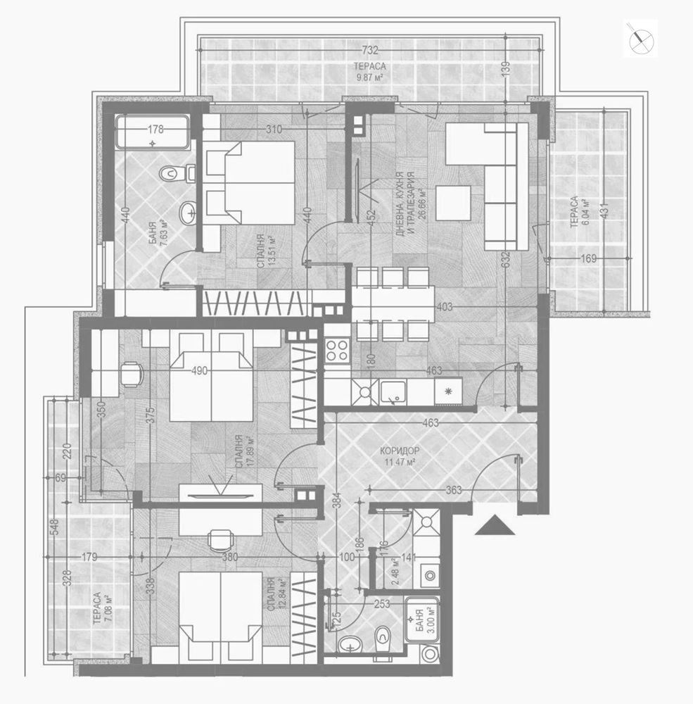 4-СТАЕН АПАРТАМЕНТ 161 М² ДО МОЛ БЪЛГАРИЯ - 0