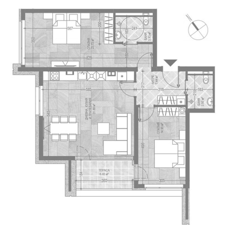 3-СТАЕН АПАРТАМЕНТ 127 М² ДО МОЛ БЪЛГАРИЯ - 0