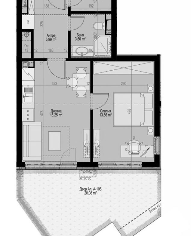 2-СТАЕН АПАРТАМЕНТ 55 М² със собствен двор - 0