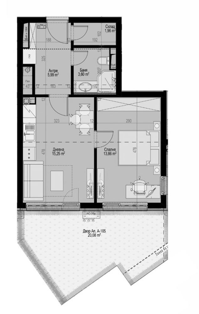 2-СТАЕН АПАРТАМЕНТ 55 М² със собствен двор - 0