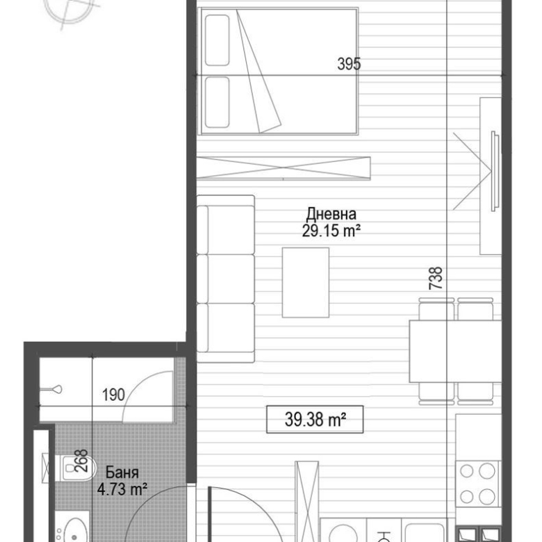 1-СТАЕН АПАРТАМЕНТ 47 М² ДО МЕТРОСТАНЦИЯ ОПЪЛЧЕНСКА - 0