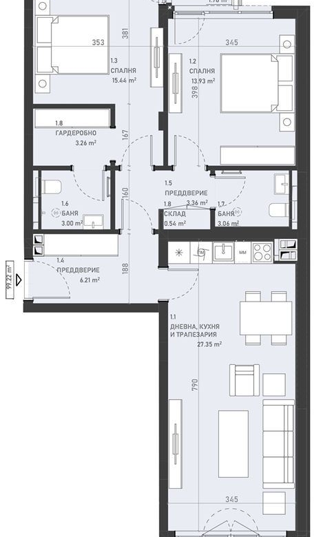 3-СТАЕН АПАРТАМЕНТ 117 М² ДО МЕТРОСТАНЦИЯ ОПЪЛЧЕНСКА - 0
