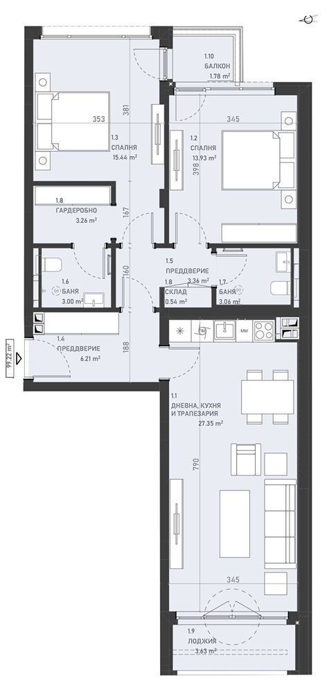 3-СТАЕН АПАРТАМЕНТ 117 М² ДО МЕТРОСТАНЦИЯ ОПЪЛЧЕНСКА - 0